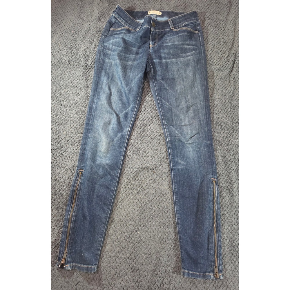 Current/Elliott The Ankle Zip Skinny Jeans Blue Denim Size 26 Low Rise Zippers